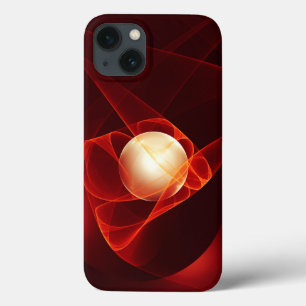 Abstracte moderne rode crème fantasy fractal kunst iPhone 13 hoesje