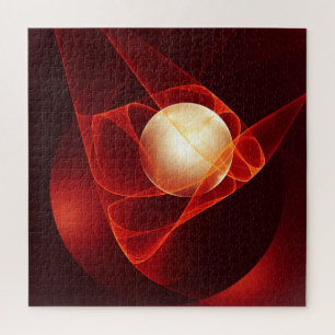 Abstracte moderne rode crème fantasy fractal kunst legpuzzel