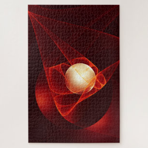 Abstracte moderne rode crème fantasy fractal kunst legpuzzel