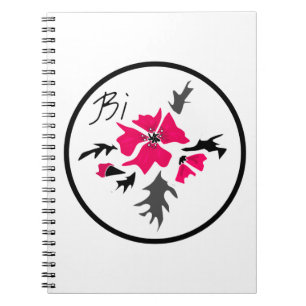 Abstracte, moderne roze bloemgrijze bladeren drukk notitieboek