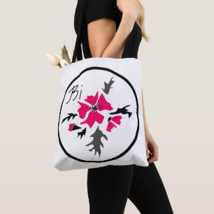 Abstracte moderne roze de drukwhit van bloem draagtas