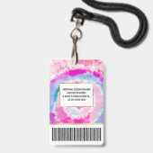 Abstracte moderne, roze witte tinkleurstof badge (Achterkant met lanyard)
