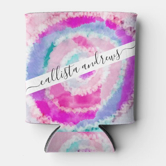 Abstracte moderne, roze witte tinkleurstof blikjeskoeler (Voorkant)