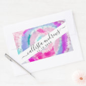 Abstracte moderne, roze witte tinkleurstof rechthoekige sticker (Envelop)