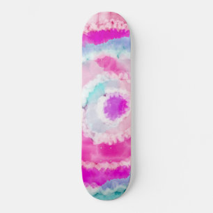 Abstracte moderne, roze witte tinkleurstof skateboard
