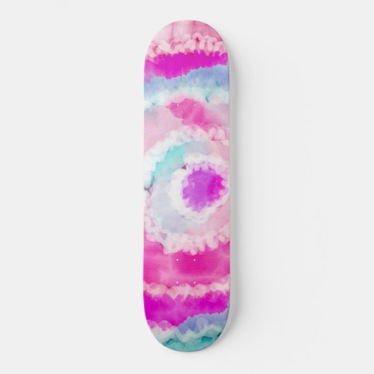 Abstracte moderne, roze witte tinkleurstof skateboard (Voorkant)