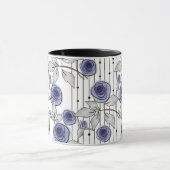 Abstracte moderne rozen bloemen schenden grijs wit mok (Midden)