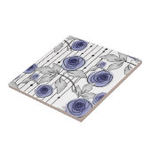 Abstracte moderne rozen bloemen schenden grijs wit tegeltje (Zijkant)