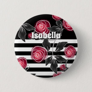 Abstracte, moderne rozenbladeren schetsen bloemen ronde button 5,7 cm