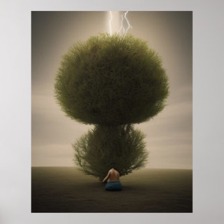 Abstracte, moderne, surrealistische struik poster