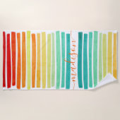 Abstracte moderne tropische kleuren penseelstreken strandlaken (Voorkant)