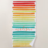 Abstracte moderne tropische kleuren penseelstreken strandlaken (Voorkant)