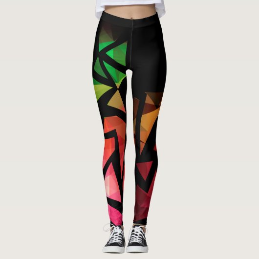 Abstracte moderne veelhoekige graffiti geometrisch leggings (Voorkant)