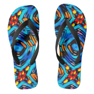 Abstracte moderne vloeistofgolven blauw teenslippers