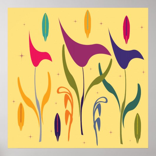 Abstracte Moderne Waterverf Calla Lily Impression Poster (Voorkant)