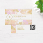 Abstracte moderne Waterverf Logo roze Gold QR-code Visitekaartje (Bureau)