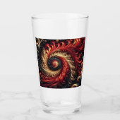 Abstracte moderne wervelende rood, zwart en goud glas (Voorkant)