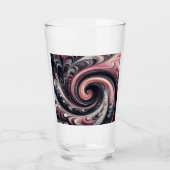 Abstracte moderne wervelende roze, zwart en wit glas (Voorkant)