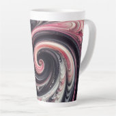 Abstracte moderne wervelende roze, zwart en wit latte mok (Rechterhoek)