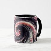 Abstracte moderne wervelende roze, zwart en wit mok (Voorkant rechts)