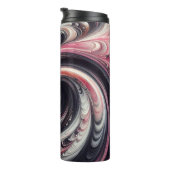 Abstracte moderne wervelende roze, zwart en wit thermosbeker (Geroteerd rechts)