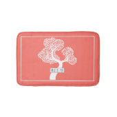 Abstracte moderne witte boom en noem levend koraal badmat (Voorkant)