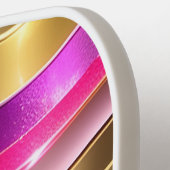 Abstracte, moderne, zilver- en roze golven pickleball paddle (Links Detail)