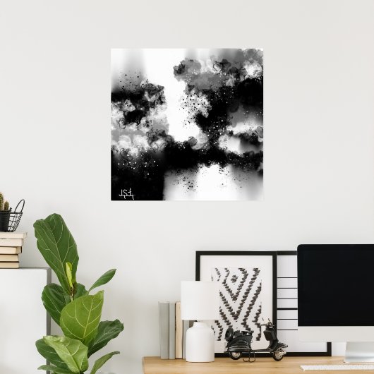 Abstracte moderne zwart-witafdrukken poster (Thuiskantoor)
