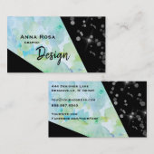 *~* Abstracte moderne zwarte glitter geometrische Visitekaartje (Voorkant / Achterkant)