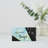 *~* Abstracte moderne zwarte glitter geometrische Visitekaartje (Staand voorkant)