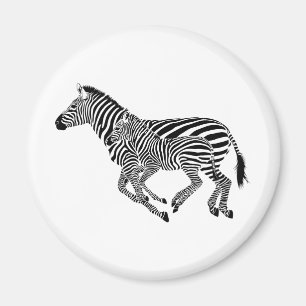 Abstracte Moeder Zebras en Kind Magneet
