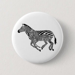 Abstracte Moeder Zebras en Kind Ronde Button 5,7 Cm