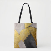 Abstracte monochrome kleuren met gouden penseelstr draagtas (Voorkant)