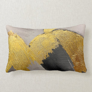 Abstracte monochrome kleuren met gouden penseelstr kussen