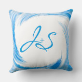 Abstracte monogram Blauwe Zwervel Kussen (Achterkant)