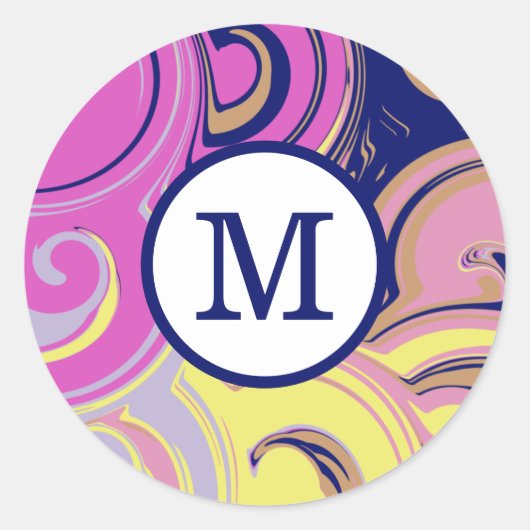 Abstracte monogram ronde sticker (Voorkant)