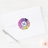 Abstracte monogram ronde sticker (Envelop)