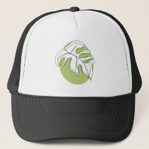 Abstracte Monstera-blad Zwart Handgetekend Trucker Pet