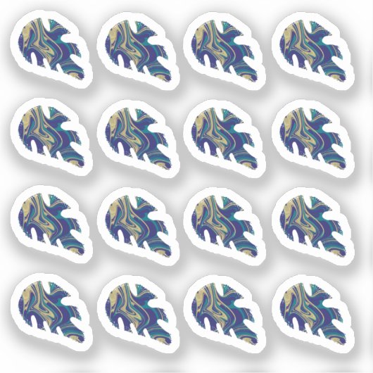 Abstracte Monstera Leaf Liquid Marble Sticker Set (Voorkant)