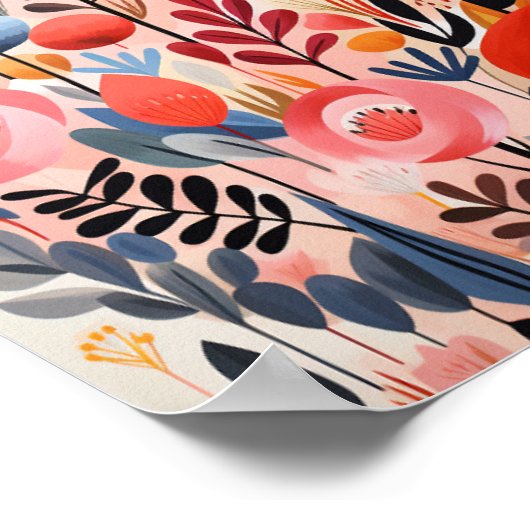 Abstracte mooie bloemen poster (Hoek)