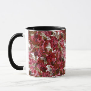 Abstracte mooie rode bloemen bloemrijk ontwerp mok