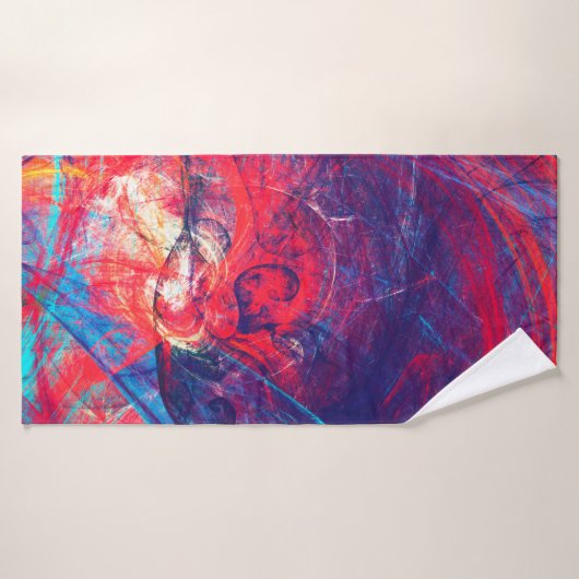 Abstracte, mooie rode en blauwe, heldere kleurenac badhanddoek (Badhanddoek)