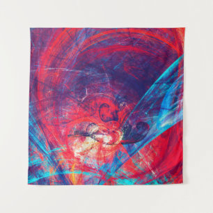 Abstracte, mooie rode en blauwe, heldere kleurenac wandkleed