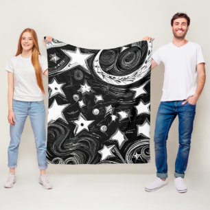 Abstracte moon en sterren fleece deken