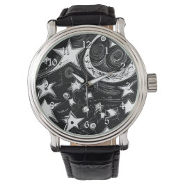 Abstracte moon en sterren horloge