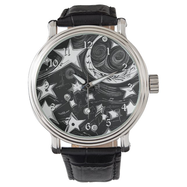 Abstracte moon en sterren horloge (Voorkant)