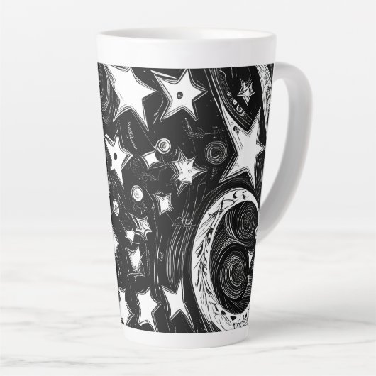 Abstracte moon en sterren latte mok (Rechterhoek)