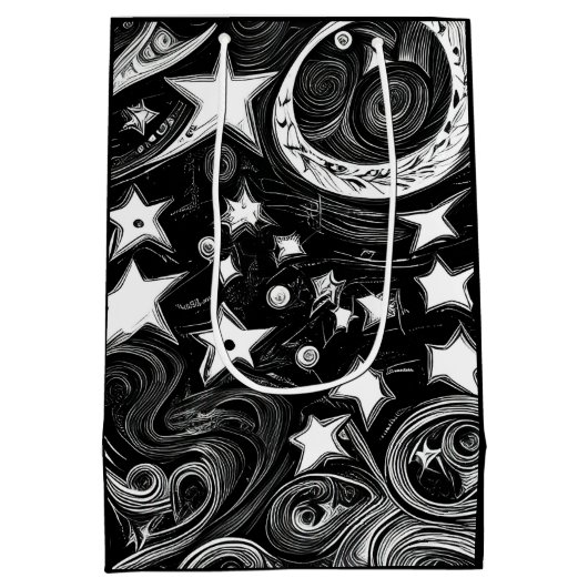 Abstracte moon en sterren medium cadeauzakje (Achterkant)