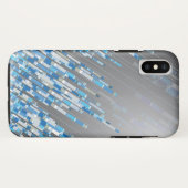 Abstracte Mosaic Art Blue Digital Lines Phone Case (Achterkant (horizontaal))