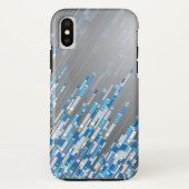 Abstracte Mosaic Art Blue Digital Lines Phone Case (Achterkant)